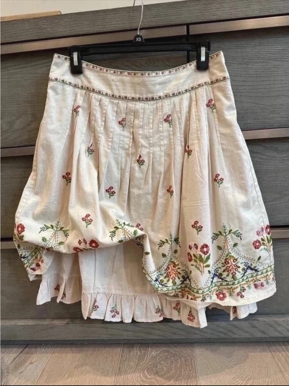 Embroidered Cream Floral Circle Skirt